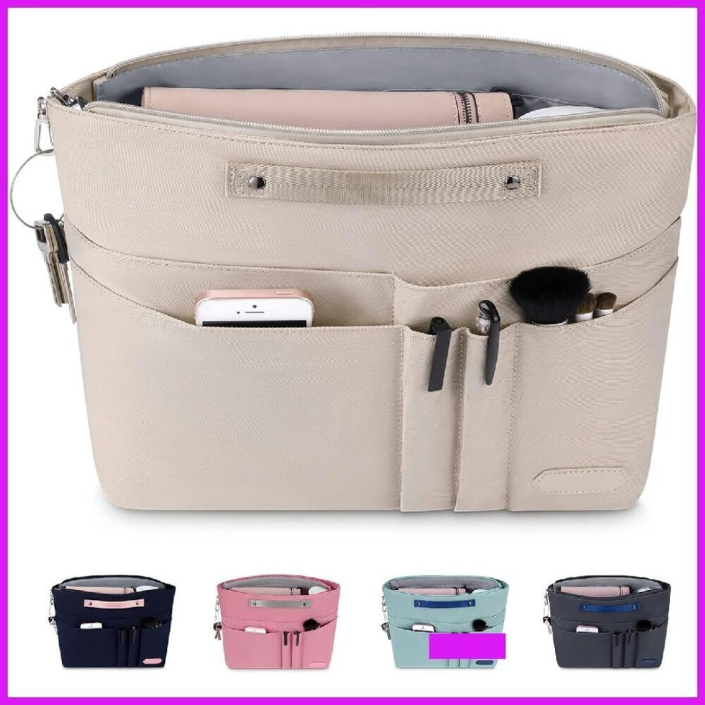 Purse Organizer Insert Tote Bag Liner 15 Pockets Lightweight Waterproof